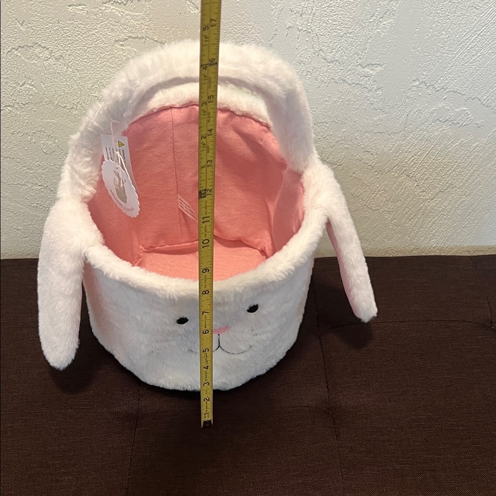 #1473=“16X10”Adorable Bunny Plush Basket - Pink and White - Picture 4 of 11